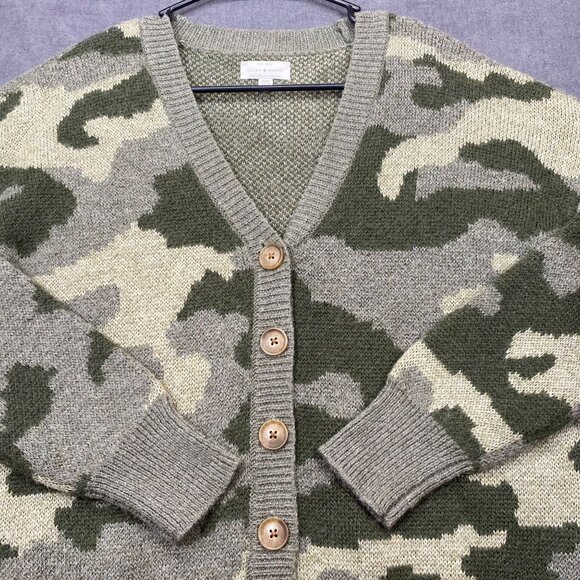 Lucky Brand Womens Camo Button-Up Cardigan Sweater Size Medium - Picture 2 of 12